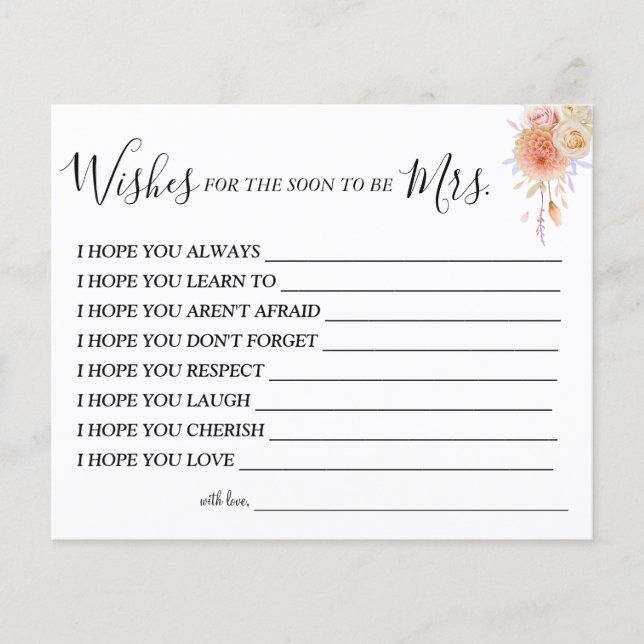 Flyer Deseos florales de que pronto sea la Sra. Card (Frente)