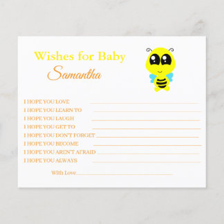 Flyer Deseos para un bebé, abeja, tarjeta de invitación