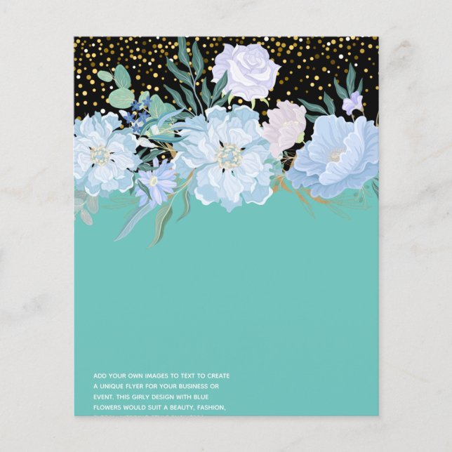Flyer Design Own Blue Floral Event Business Stationery (Frente)