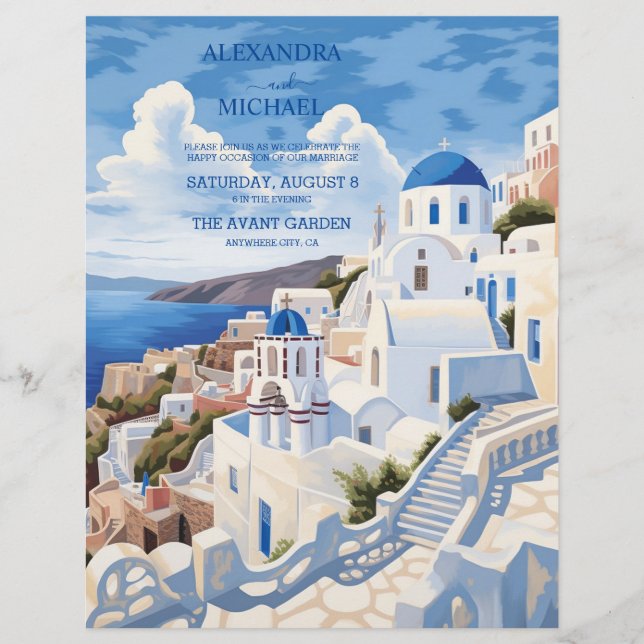 Flyer Destino presupuestario Grecia Boda Santorini (Frente)