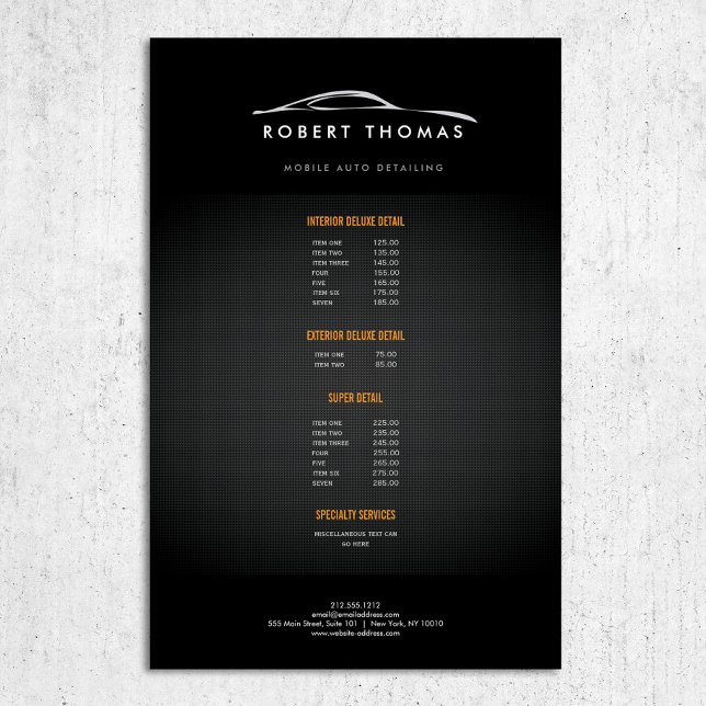 FLYER DETALLE DE AUTO NEGRO, REPARACIÓN AUTOMÁTICA DE VO (Subido por el creador)