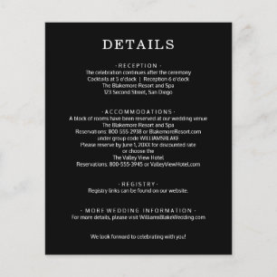 Flyer Detalles de Boda en Negro y Blanco con Presupuesto