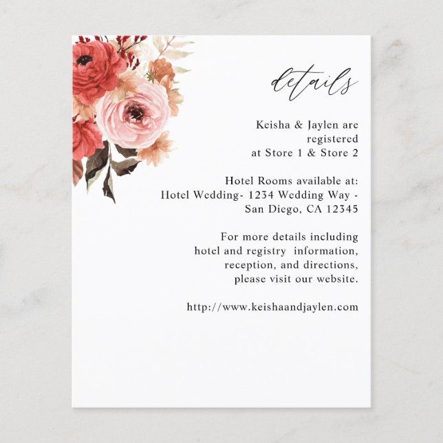 Flyer Detalles de floral rosa y rosa rojo (Frente)