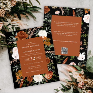 Flyer Detalles del boda floral de terracota negra presup
