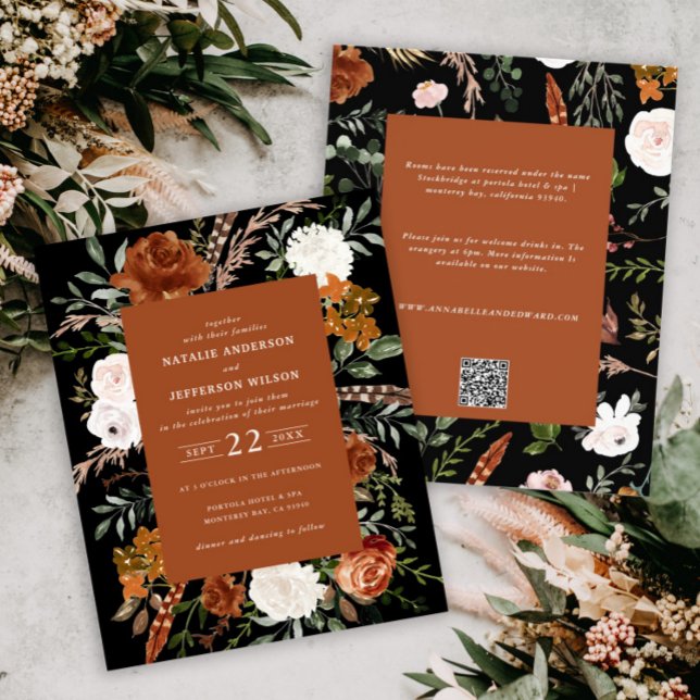 Flyer Detalles del boda floral de terracota negra presup (Subido por el creador)