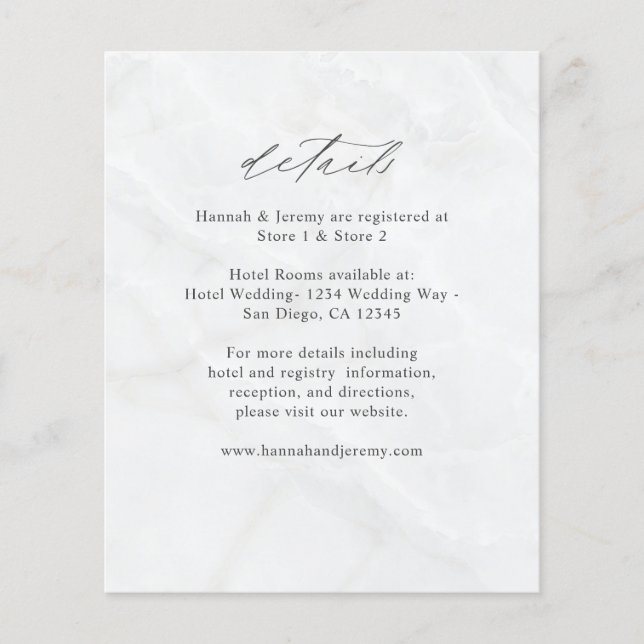 Flyer Detalles del Marble presupuestado (Frente)