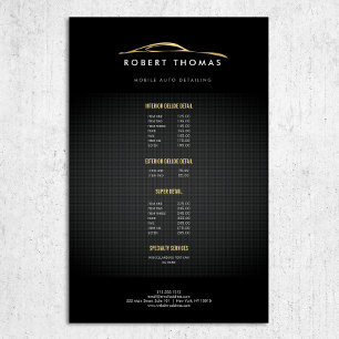 Flyer Detención automática en negro y oro, reparación au