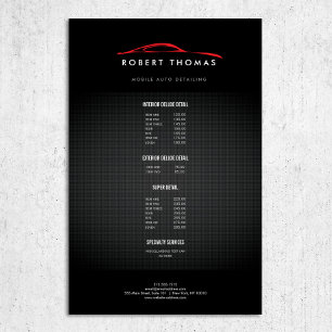 Flyer Detención automática en negro y rojo, reparación a