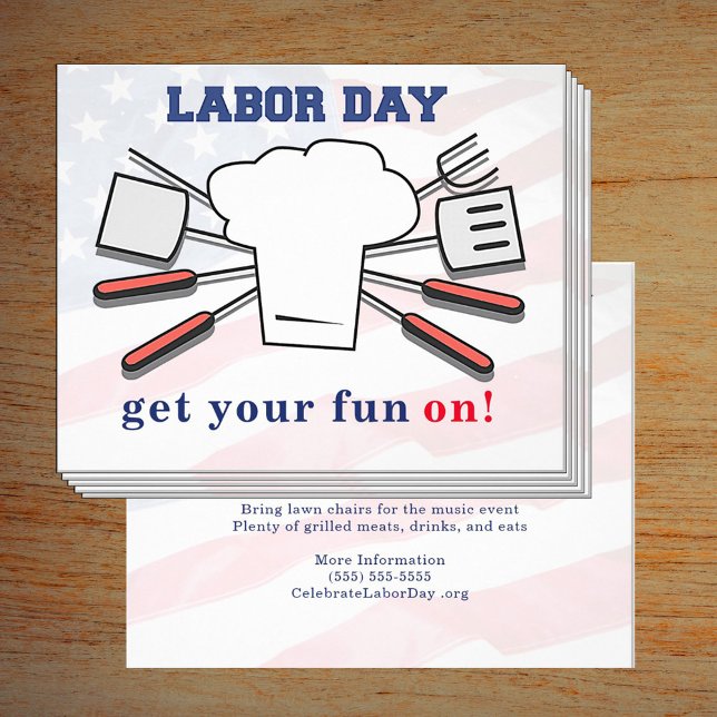 Flyer Día del Trabajo BBQ Grill Family Celebración (Family or city Labor Day event cookout, BBQ, Celebration Flyer)