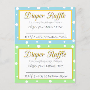 Flyer Diaper Raffle Baby Shower Game Blue and Green