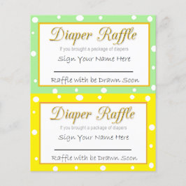 Flyer Diaper Raffle Baby Shower Game Yellow and Green