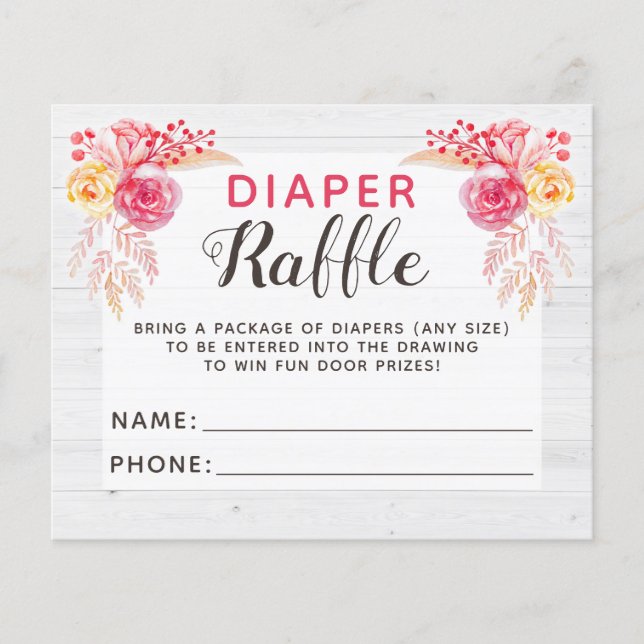 Flyer Diaper Raffle Shabby Chic Rustic Juego de Baby Sho (Frente)