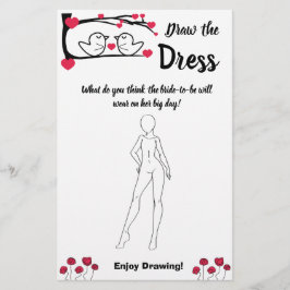 Flyer Dibujar el vestido Bridal Shower Game Card Love Bi