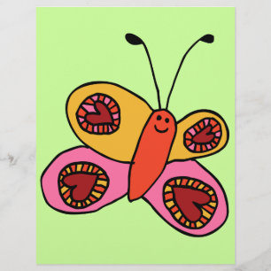 Flyer Dibujo Animado de Mariposa Colorida Linda