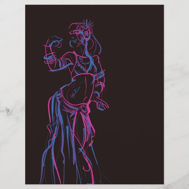 Flyer Dibujo de gesto de bailarina de fusión tribal (Frente)