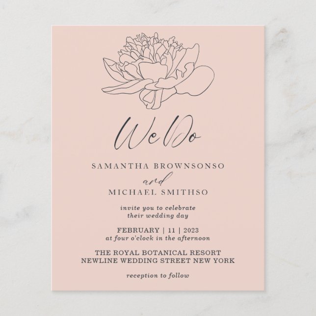 Flyer Diente de León Botánico Pastel Rosa Presupuesto No (Frente)