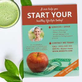 Flyer Dietista Nutricionista Coach de Salud de Manzana y