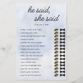 Flyer Dijo Nube 9 Bridal Shower Game Elegant Sky