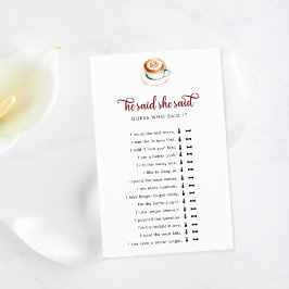 Flyer Dijo Que Dijo Juego "Bridal Shower Latte Love"