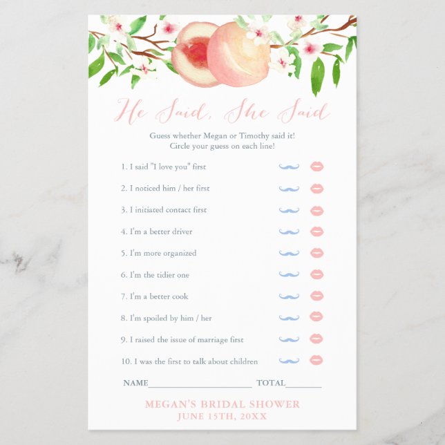 Flyer Dijo Que Dijo Peaches Brillante Ducha Tarjeta De J (Frente)