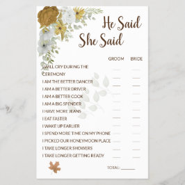 Flyer Dijo Que Dijo Que Boho Autumt Bridal Shower Game F