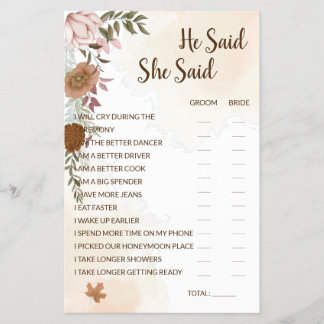 Flyer Dijo Que Dijo Que Boho Juego De Ducha Bridal Otoño
