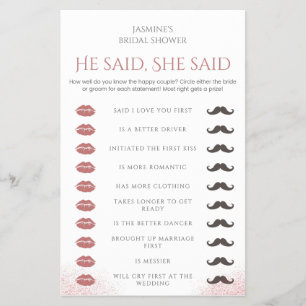 Flyer Dijo Que Dijo Que El Juego De Ducha De Novias Pros