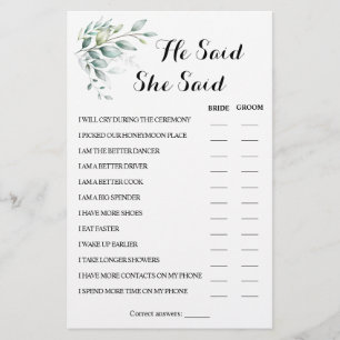 Flyer Dijo Que Dijo Que Eucalyptus CoupleShower Tarjeta