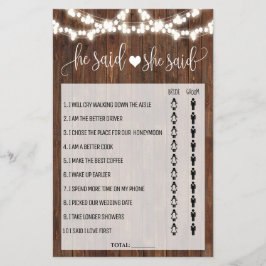 Flyer Dijo que dijo que la tarjeta de juego Western Brid