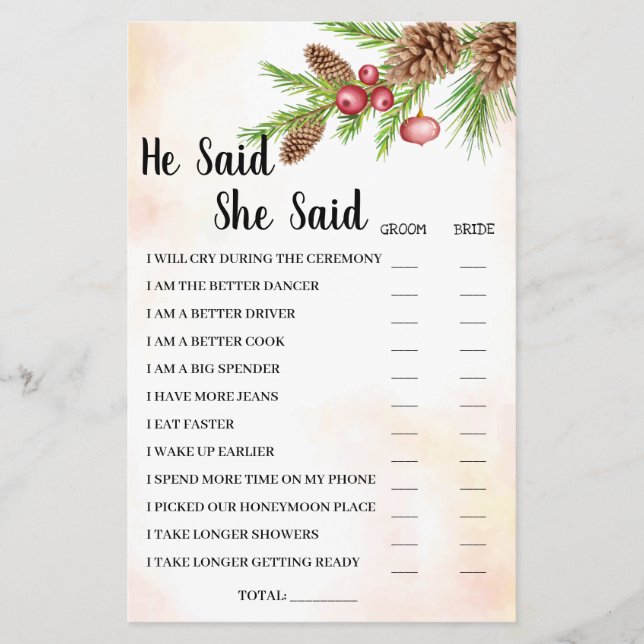 Flyer Dijo Que Dijo Que Navidades Ducha De Novias Tarjet (Frente)