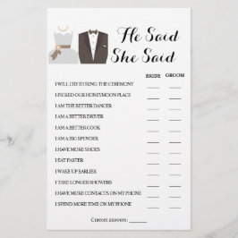 Flyer Dijo Que Dijo Tarjeta De Juego De Ducha Pareja