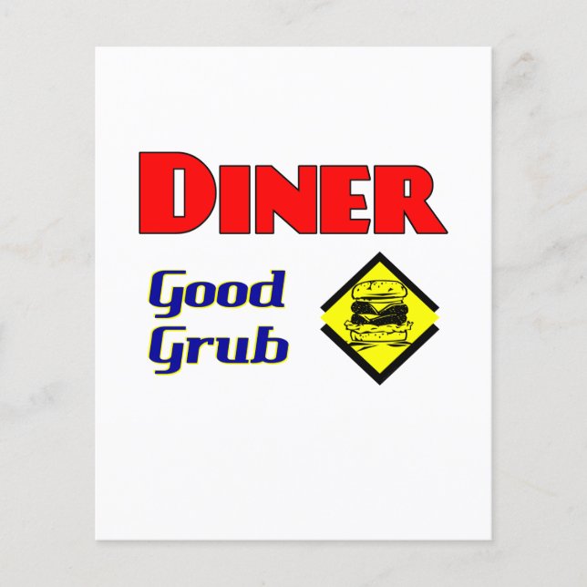 Flyer Diner Good Grub Hamburger Restaurant Art (Frente)