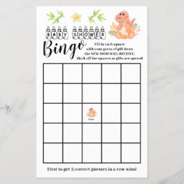 Flyer Dinosaur Baby Shower Bingo Game Card