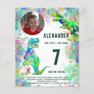 Flyer Dinosaur Colorful Birday Photo Budget