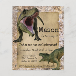 Flyer Dinosaur Tyrannosaurus T-Rex Child Birday Invita