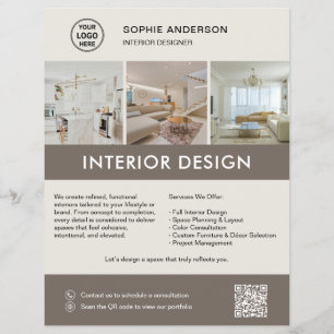Flyer Diseñador de interiores moderno Marketing Neutro T