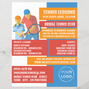 Flyer Diseño artístico del tenis, clases de tenis y clas