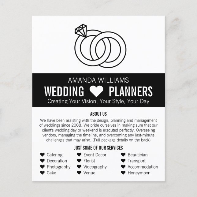 Flyer Diseño de anillos Bodas vinculados, planificador d (Frente)