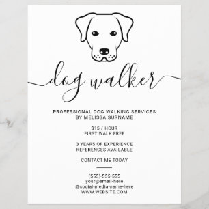 Flyer Diseño de arte de línea de perro minimalista moder
