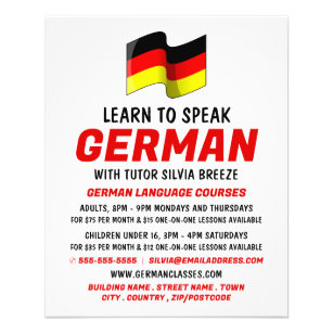 Flyer Diseño de bandera alemana, anuncio de curso en ale