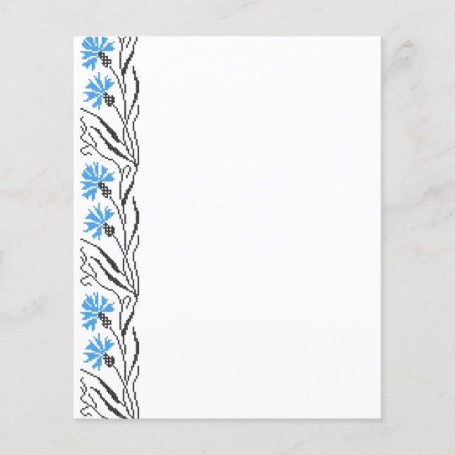 Flyer Diseño de costillas de flor azul (Frente)