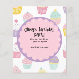 Flyer diseño de cupcake de cumpleaños para niños persona