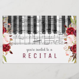 Flyer diseño de flores acuáticas de piano marsala de mús