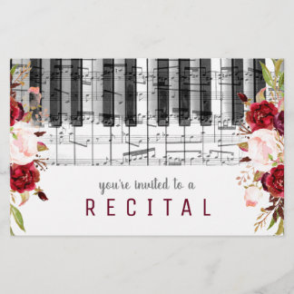 Flyer diseño de flores acuáticas de piano marsala de mús