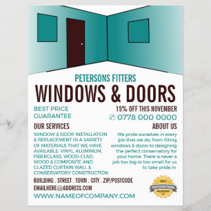Flyer Diseño de habitaciones, Windows & Door Fitter Comp