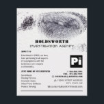 Flyer Diseño de huellas digitales, investigador de detec<br><div class="desc">Diseño de huellas dactilares,  viajero de detective privado de investigación por la tienda de tarjetas de visita.</div>