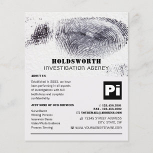 Flyer Diseño de huellas digitales, investigador de detec