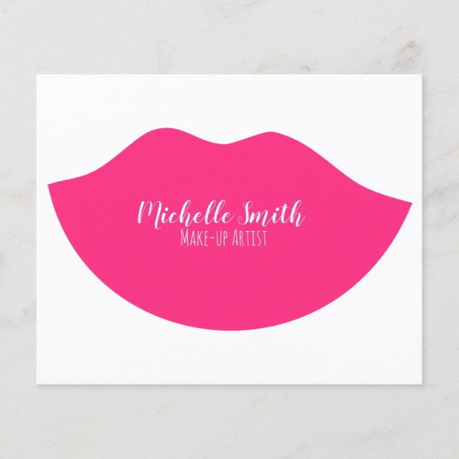 Flyer Diseño de labios rosados calientes Artista de maqu (Frente)