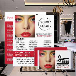 Flyer Diseño de Maquillaje Elegante, Esteticista, Salón