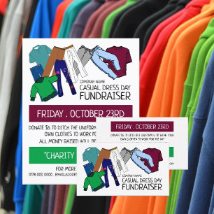 Flyer Diseño de ropa, anuncio de recaudación de fondos d